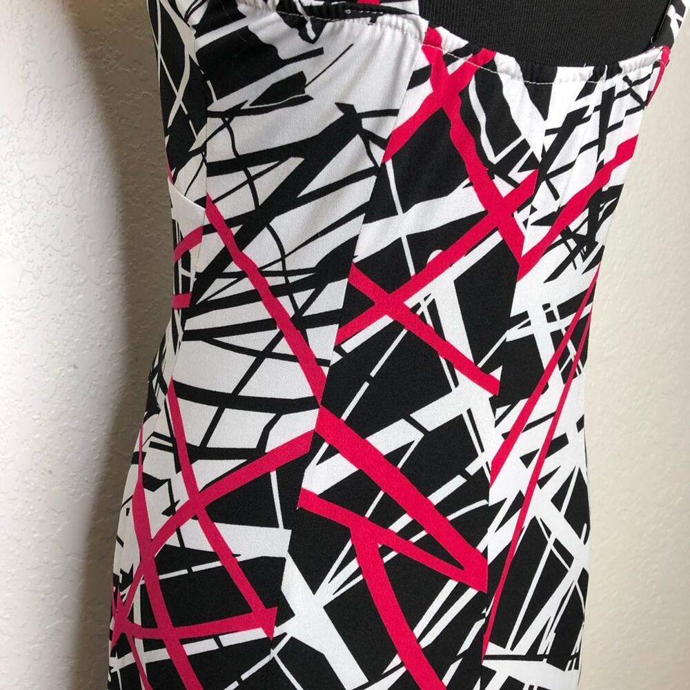 Joseph Ribkoff white black pink splatter stripe graphic midi dress size 10 - Picture 13 of 15